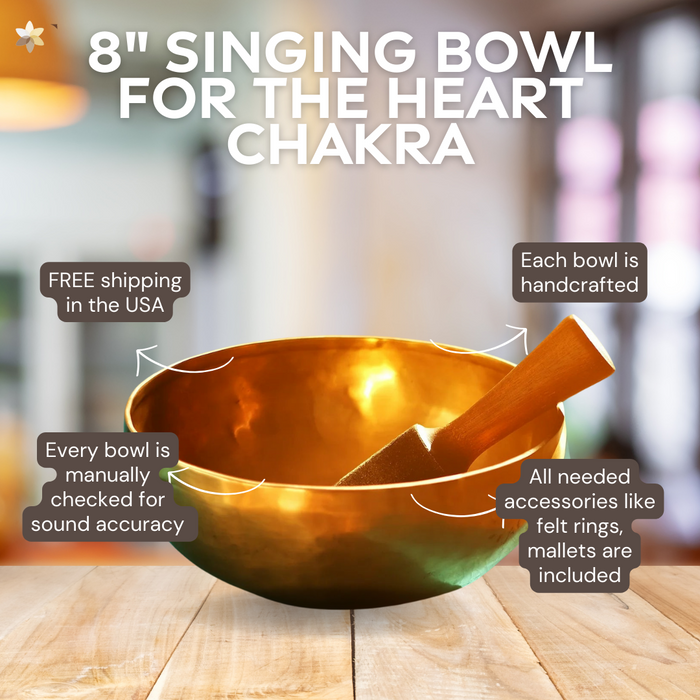 Handmade large Singing Bowl for the Heart Chakra (8")